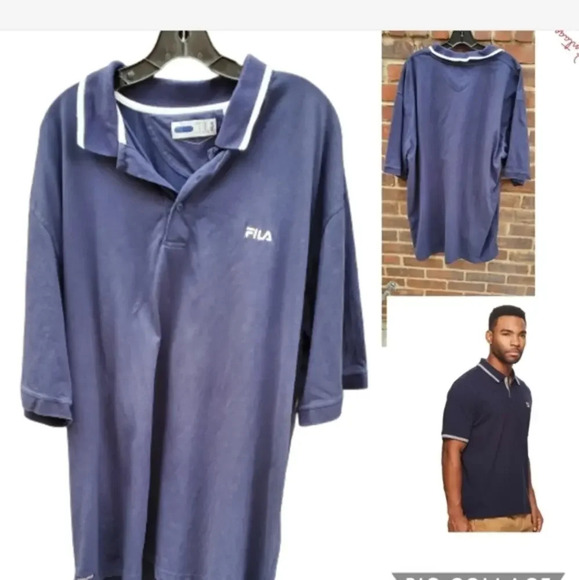 Fila‎ Navy striped polo XXL - Picture 1 of 5